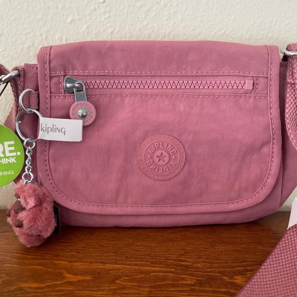 Kipling Sabian Crossbody Bag Sweet Pink Mauve Monkey Charm NWT - Picture 2 of 16